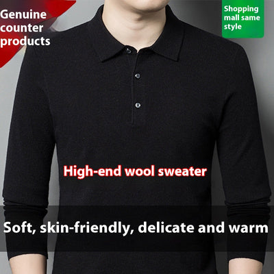 Suéter Polo de Manga Larga para Hombre - Colores Sólidos Otoño Invierno - Image 9