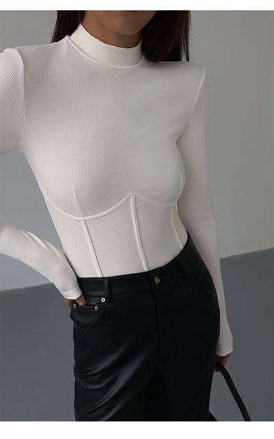 Polera Cuello Alto Negra de Punto para Mujer - Image 10