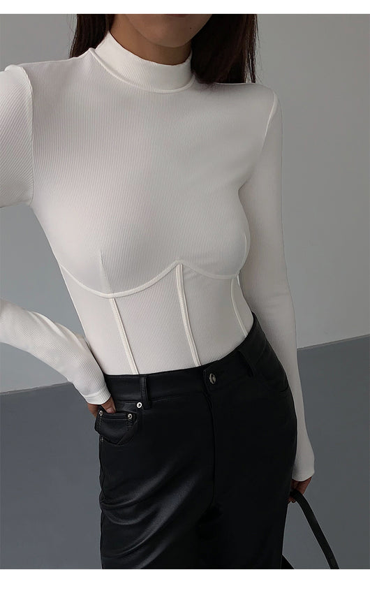 Polera Cuello Alto Negra de Punto para Mujer - Image 10