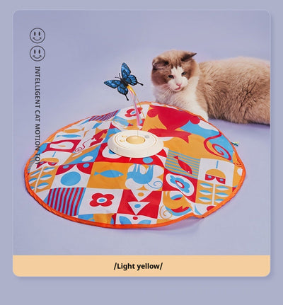 Electric cat toy with a colorful 52cm diameter cloth cover, a central base, and a rotating butterfly teaser. - Image 6
