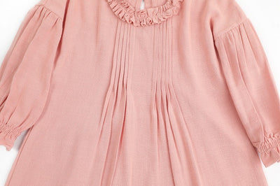Vestido Infantil de Lino con Encaje y Mangas Largas - Image 13