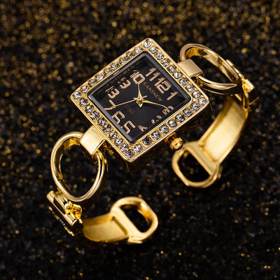 Pulsera de Acero Inoxidable con Cristales y Reloj Cuadrado - Image 10