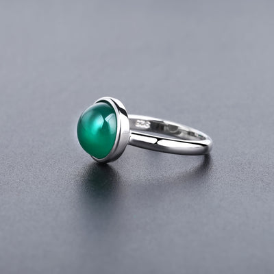 Anillo de Ágata Verde Natural - Diseño Minimalista para Mujer - Image 10