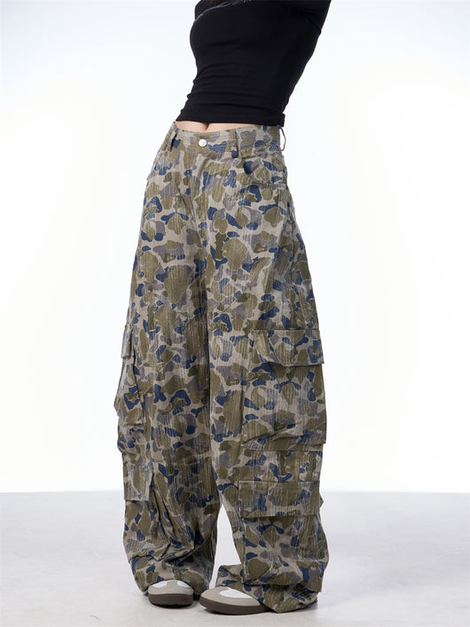 Pantalones Cargo Anchos Camuflaje para Mujer - Estilo Casual y Versátil - Image 11