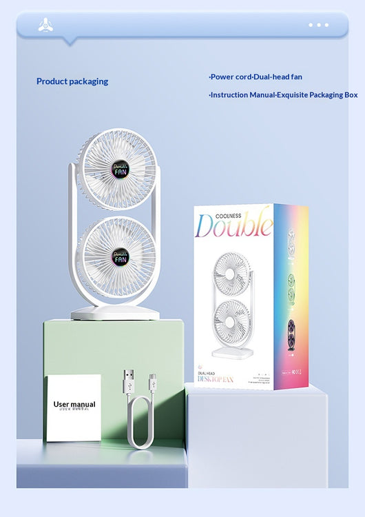 Ventilador Eléctrico Doble Capa USB Recargable de Dos Cabezales - Image 14