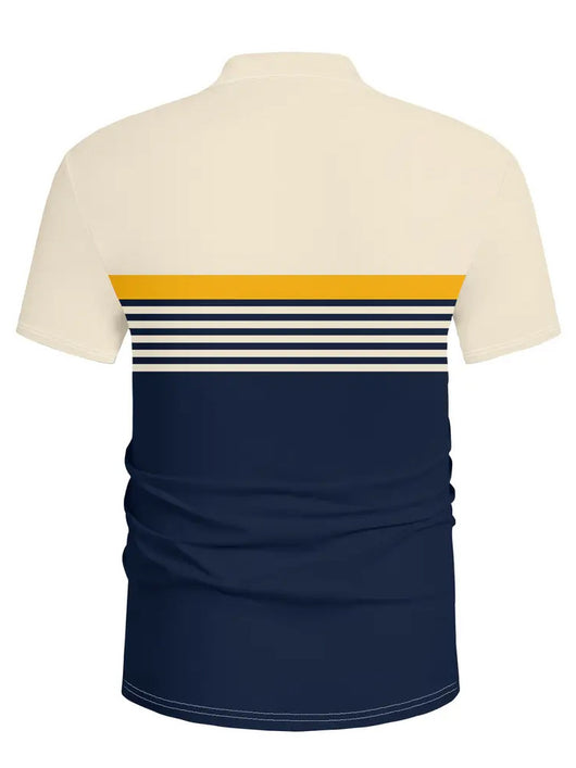 Polo Deportivo Hombre Bloques de Color a Rayas con Cuello Golf - Image 10