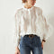 Blusa Elegante Estilo Francés con Encaje Reductora y Corte Suelto