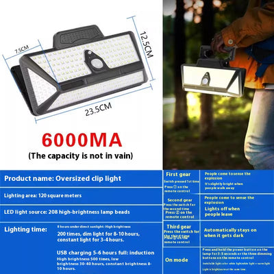 Lámpara Clip Solar con Sensor de Movimiento Corporal Impermeable - Image 7
