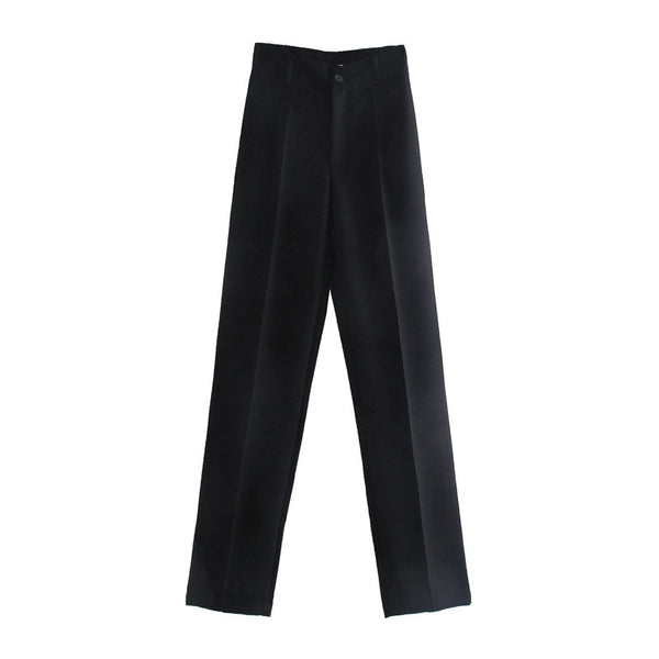 Pantalón Casual de Cintura Alta Ajustado en Colores Lisos