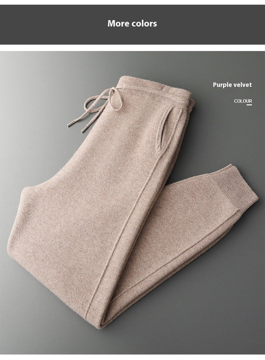 Pantalones Harem Casual de Lana Gruesa con Cintura Alta para Hombre - Image 12