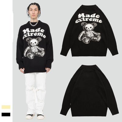 Suéter Holgado de Punto con Diseño Casual Realista de Oso - Image 3