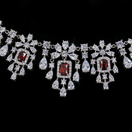 Conjunto de Collar y Aretes Retro Cuadrados con Circones Europeos y Americanos - Image 13