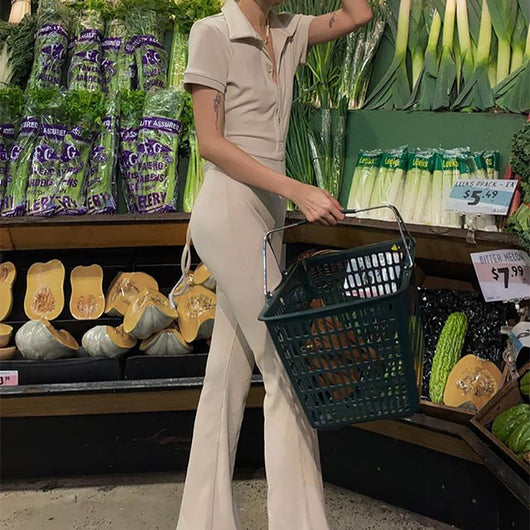 Jumpsuit Skinny Backless con Solapa y Botones para Mujer - Image 11