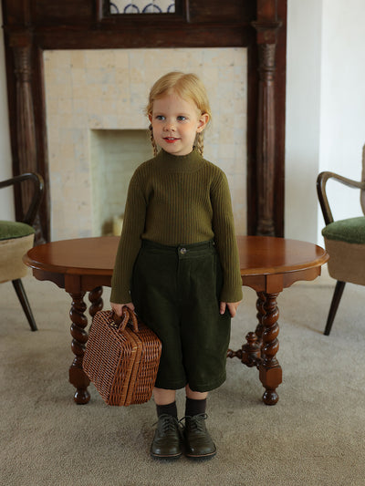 Suéter Infantil de Cuello Alto Medio para Niñas - Prenda Base Tejida Versátil Primavera Otoño - Image 3