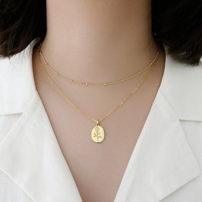Collar Geométrico de Rosa con Dije Redondo para Mujer - Image 11