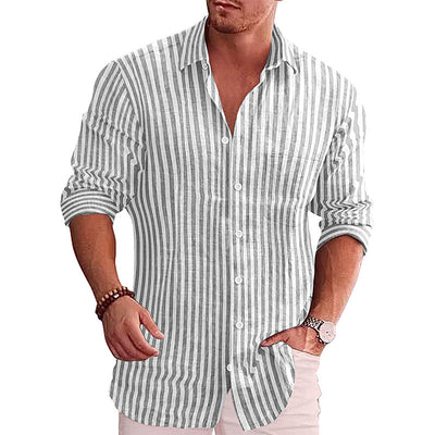 Camisa de Algodón a Rayas con Solapa - Estilo Casual Juvenil - Image 5