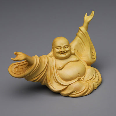 Figura Decorativa Maitreya con Manos Levantadas - Artesanía Boxwood - Image 3