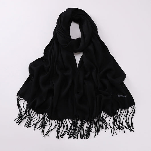 Bufanda Larga de Cashmira Suave - Color Liso para Otoño e Invierno - Image 8