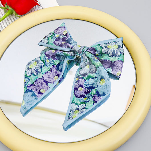 Clip Primavera para Coleta con Moño de Tela Estampada - Accesorio para Cabello Elegante - Image 17