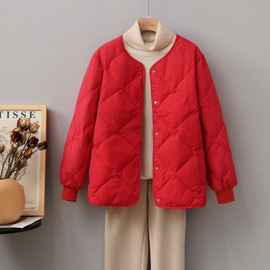Chaqueta Corta Acolchada con Diseño Rombo para Mujer - Image 12