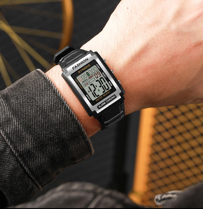 Reloj Deportivo Retro Rectangular Resistente al Agua con Pantalla Luminosa