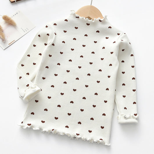 Camisa Infantil de Manga Larga Primavera Otoño con Diseño de Corazón - Image 3