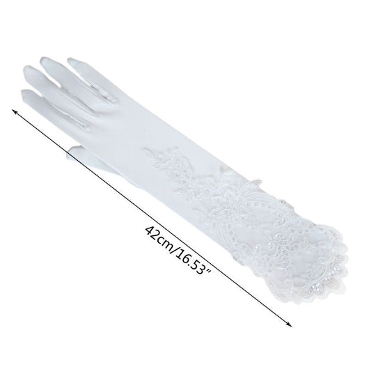 Guantes de Novia Satén y Encaje Bordado para Boda - Image 11