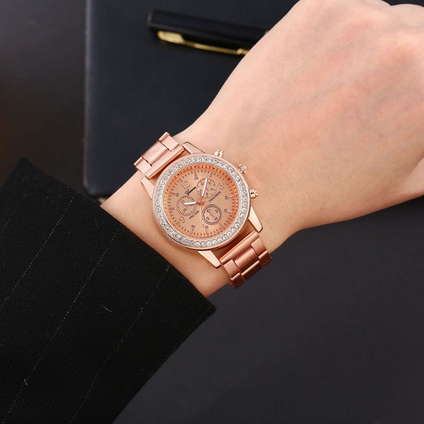 Reloj Pulsera Ginebra Acero Dorado Cuarzo