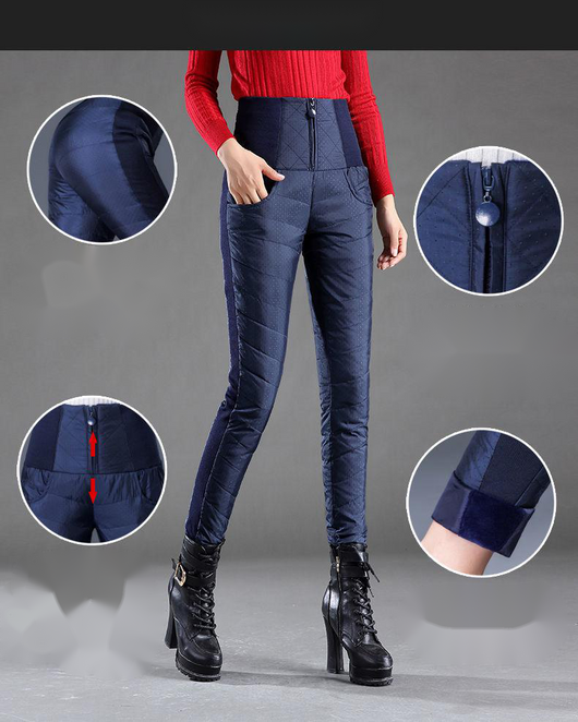Pantalón Acolchado Cintura Alta para Mujer - Abrigo Térmico de Algodón - Image 13