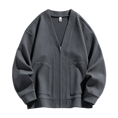 Cardigan Tipo Chaqueta Talla Grande para Hombre - Cierre de Cremallera - Image 8