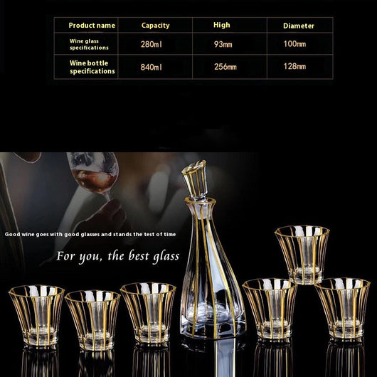 Juego de Copas de Cristal para Whisky y Vino con Detalles Dorados - Image 14