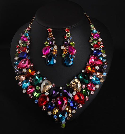 Conjunto de Collar y Aretes de Cristal Verde Africano - Image 6