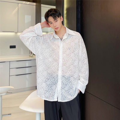 Camisa Suelta y Cómoda Transparente para Hombre - Image 10