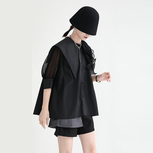 Camisa Suelta con Volantes e Hilvanado Irregular - Image 4