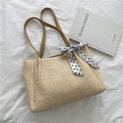 Bolso Tote Tejido con Cadena y Pañuelo Convertible - Image 2