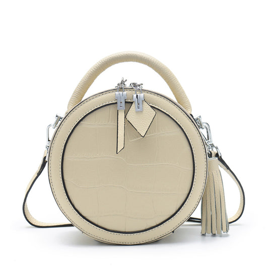 Bolso Redondo de Cuero para Mujer - Mensajero Compacto - Image 6
