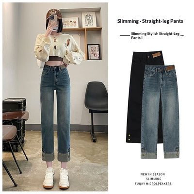 Pantalones Vaqueros Rectos de Cintura Alta Holgados para Mujer - Image 4