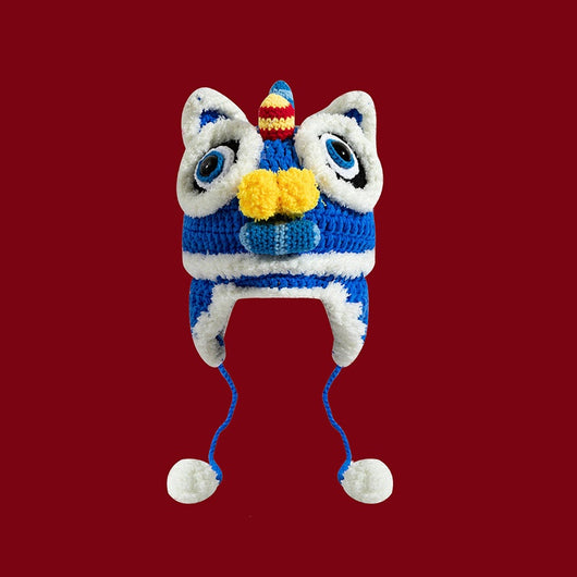 Gorro Tejido Año del Dragón Rojo - Diseño Cabeza de Tigre para Bebé - Image 9
