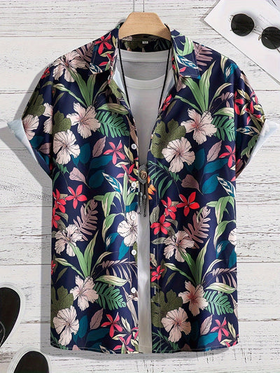 Camisa Manga Corta Hombre Estampado Floral 3D - Image 13