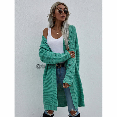 Cardigan Largo Tejido Liso para Mujer - Suéter de Moda Versátil - Image 4