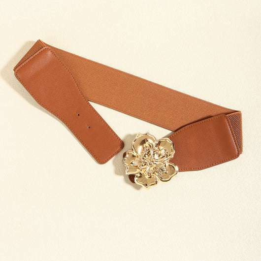 Cinturón Elástico para Mujer con Hebilla Floral Dorada - Accesorio Elegante para Vestidos - Image 22