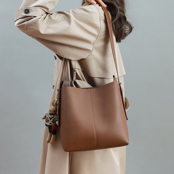 Bolsa Shoulder Bucket de Cuero - Gran Capacidad para Todo lo que Necesitas
