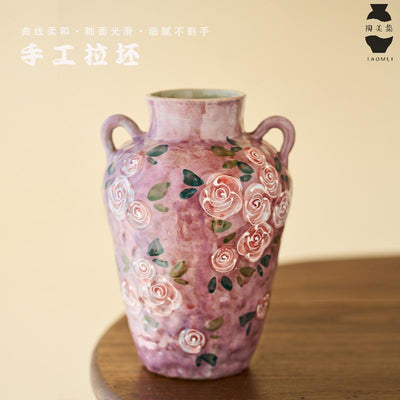 Florero de Porcelana China Pintado a Mano con Rosas - Image 5