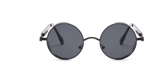 Austin Powers vintage round metal frame sunglasses with clear lenses, gold frames, and black temple tips. - Image 37