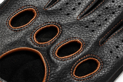 Guantes de Cuero Mitad Dedo para Motociclismo y Actividades al Aire Libre - Image 26