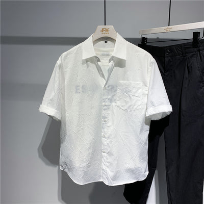Camisa Suelta Manga Corta Estilo Coreano Japonés para Hombre - Image 4