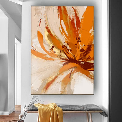 Cuadro Abstracto Flores Naranjas - Pintura al Óleo Moderna sin Marco para Sala de Estar - Image 12
