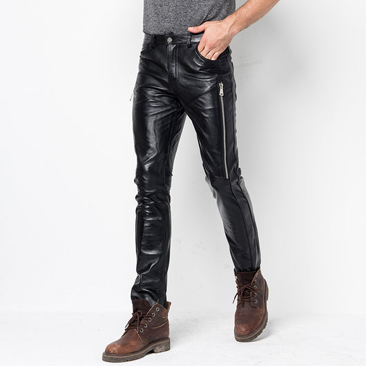 Pantalones de Cuero para Hombre Invierno Ajustado Estilo Coreano - Image 8