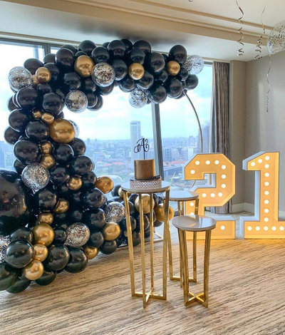 Juego de Globos Látex Negro y Dorado de 18 Pulgadas para Cumpleaños con Cadena Decorativa - Image 12