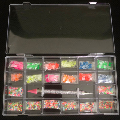 Organizador de Joyería Manicura 21 Compartimentos con Caja de Vidrio y Bolígrafo de Diamante - Image 10